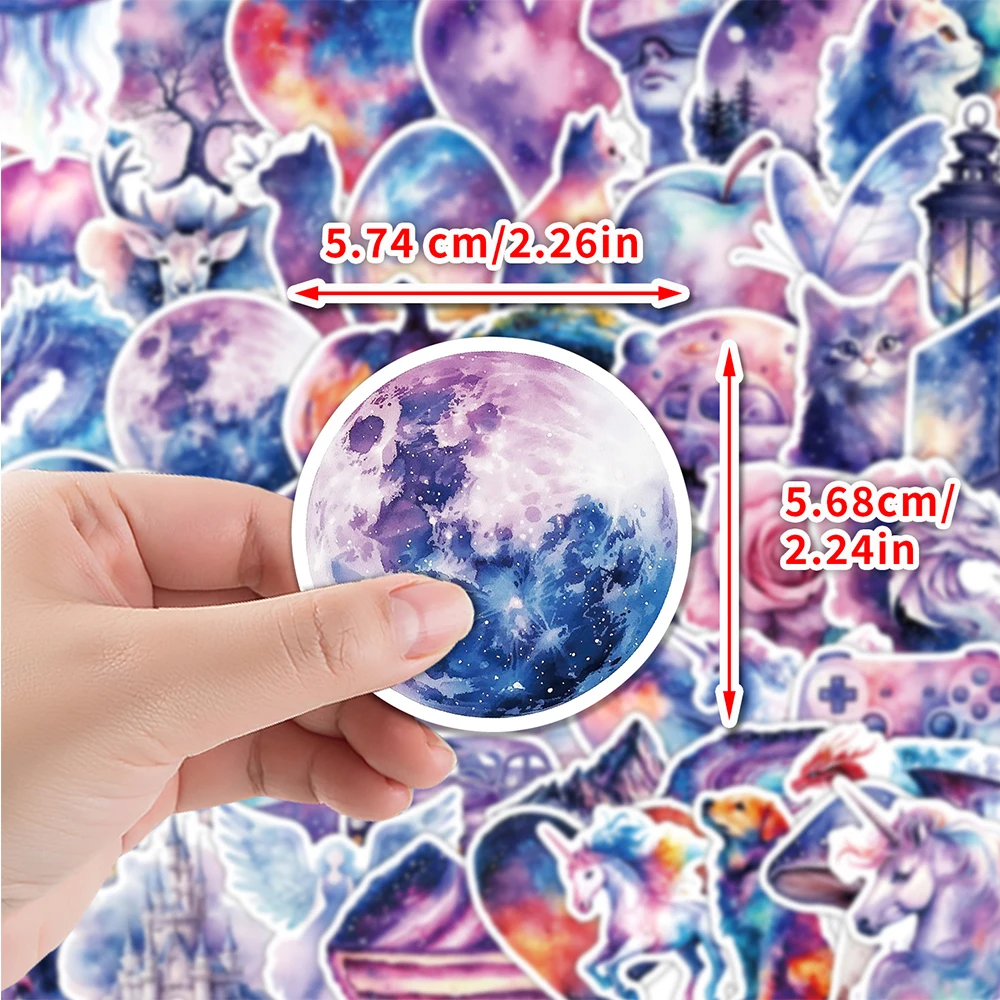 10/30/50pcs 판타지 퍼플 별이 빛나는 하늘 은하 스티커 미적 만화 데칼 DIY 노트북 수하물 전화 낙서 스티커 포장