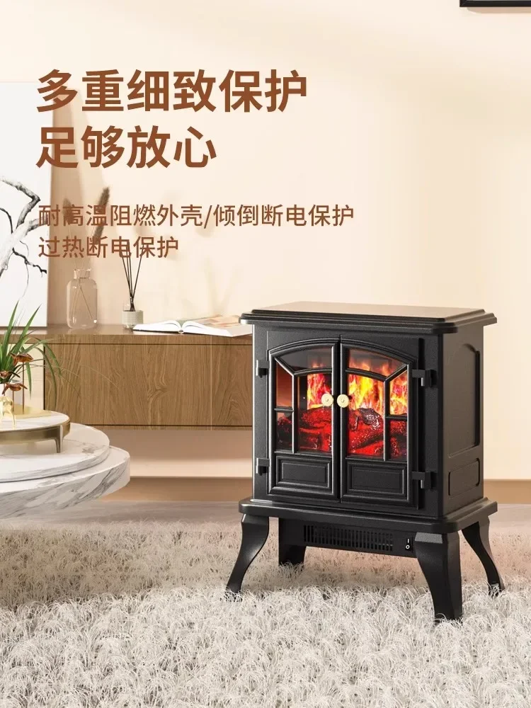 220V Indoor Home Heating with Graphene Electric Heater, Simulated Fireplace and Vintage European Design