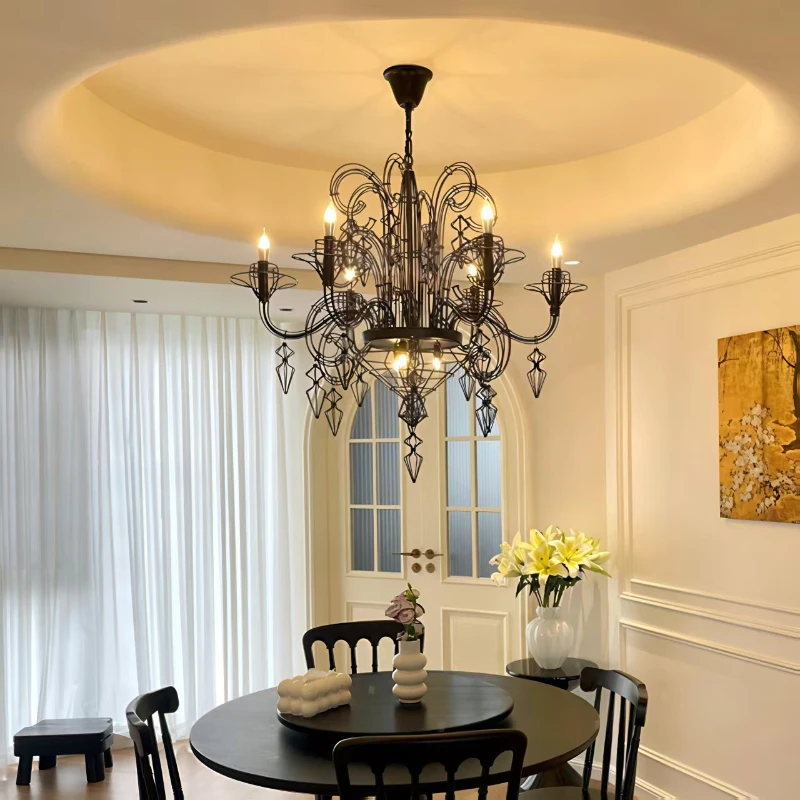 

Nordic Designer Vintage Industrial LED Chandelier Living Room Pendant Lamps for Ceiling Gold Black French Farmhouse