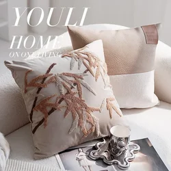Velvet Embroidered Cushion Cover, Sofa Pillowcase, Living Room, Home Decor, 45x45 Pillow Cover