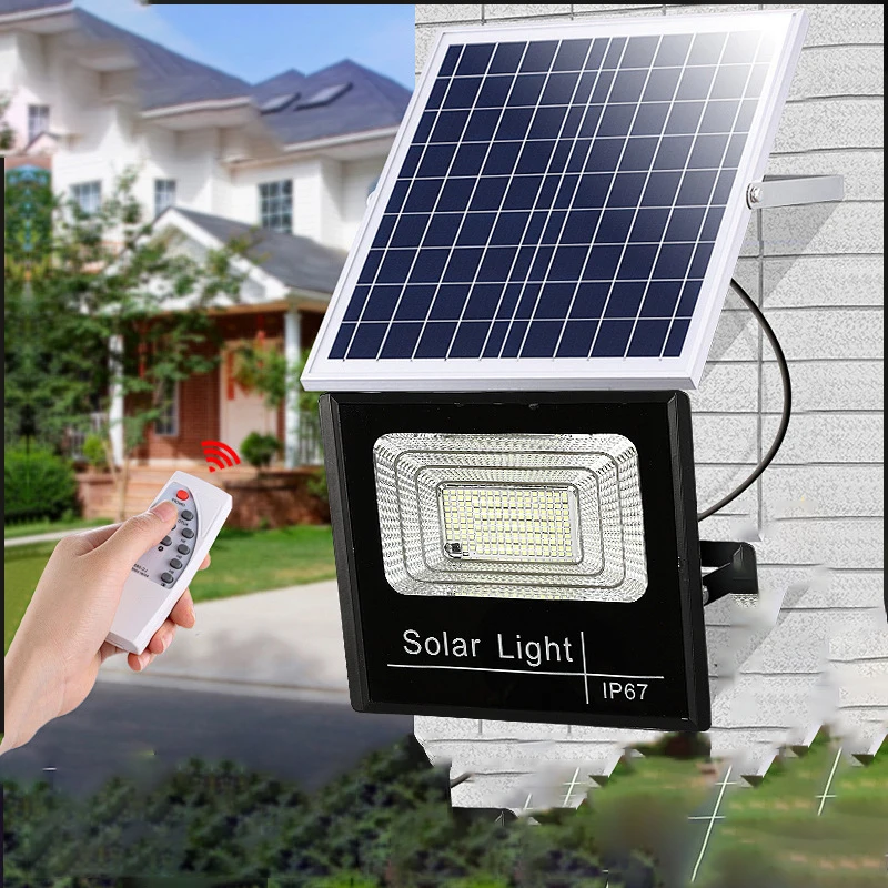 Imagem -02 - Impermeável Controle Remoto Solar Powered Spotlight Luzes de Inundação Solares ao ar Livre Ip67 Villa Street Lighting Ângulo Ajustável 50400w