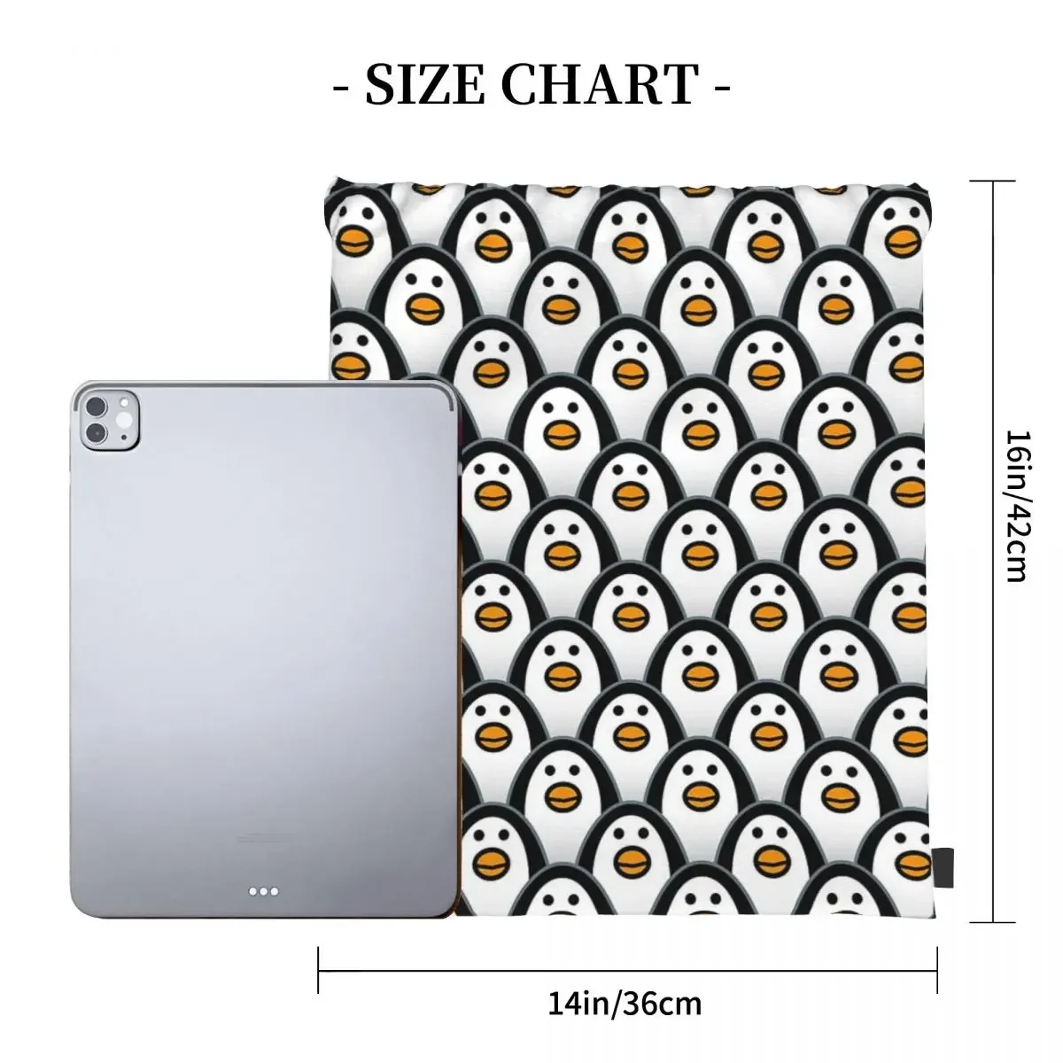 Staring Hypnotic Penguins - Pattern Backpacks Drawstring Bags Drawstring Bundle Pocket Shoes Bag BookBag For Man Woman Students