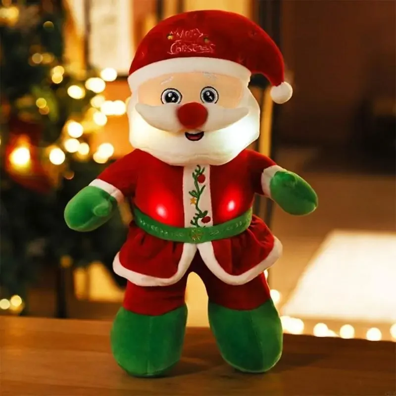 ของเล่นดนตรีรูปซานตาคลอสเทศกาล Light up ตุ๊กตาคริสต์มาส Decors ปีใหม่ตุ๊กตา Plush สำหรับเด็ก Christmas Party ของขวัญ 15UB