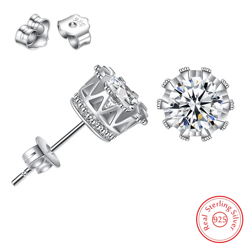 Woman's 925 Sterling Silver Fashion Jewelry New Crystal Zircon Stud Earrings XY0216