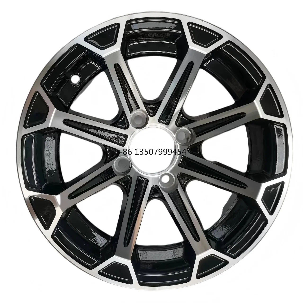 

12''rim Aluminum Brilliant Black Golf Cart Wheel Hub NBR12-16 (12x7-4-101.6-70-negative12)