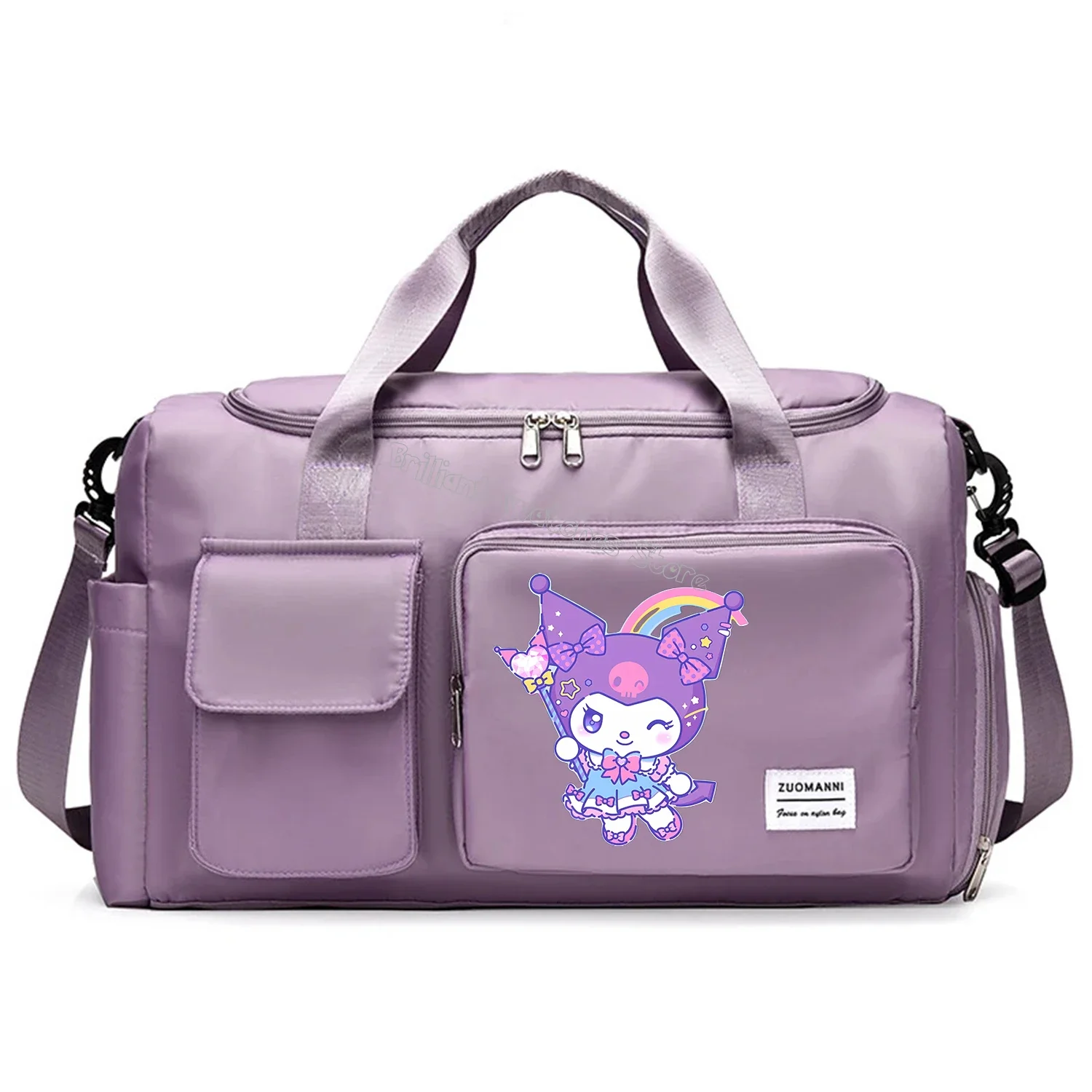 Kuromi Travel Bag Cartoon Anime Training Fitness Sports Gym Yoga Bag Separate Wet Dry Luggage Bag Large Capacity Travel Handbag