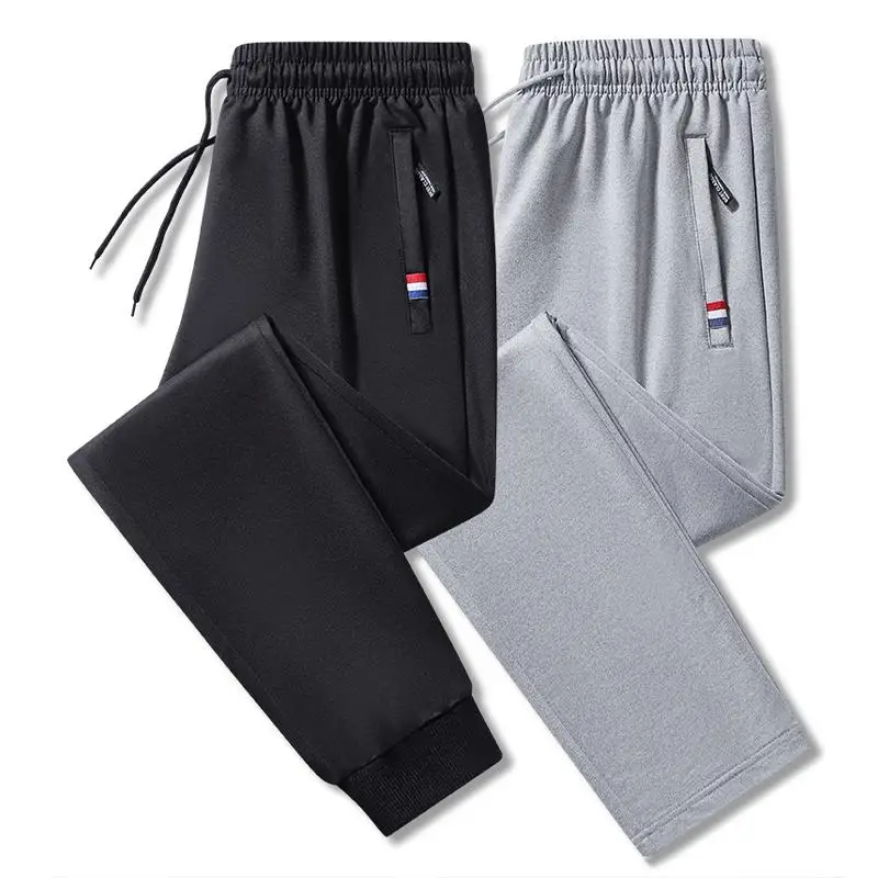 

Весенне-осенние модные легкие дышащие свободные брюки прямого кроя для мужчин, для комплексных тренировок на открытом воздухе, из ледяного шелка