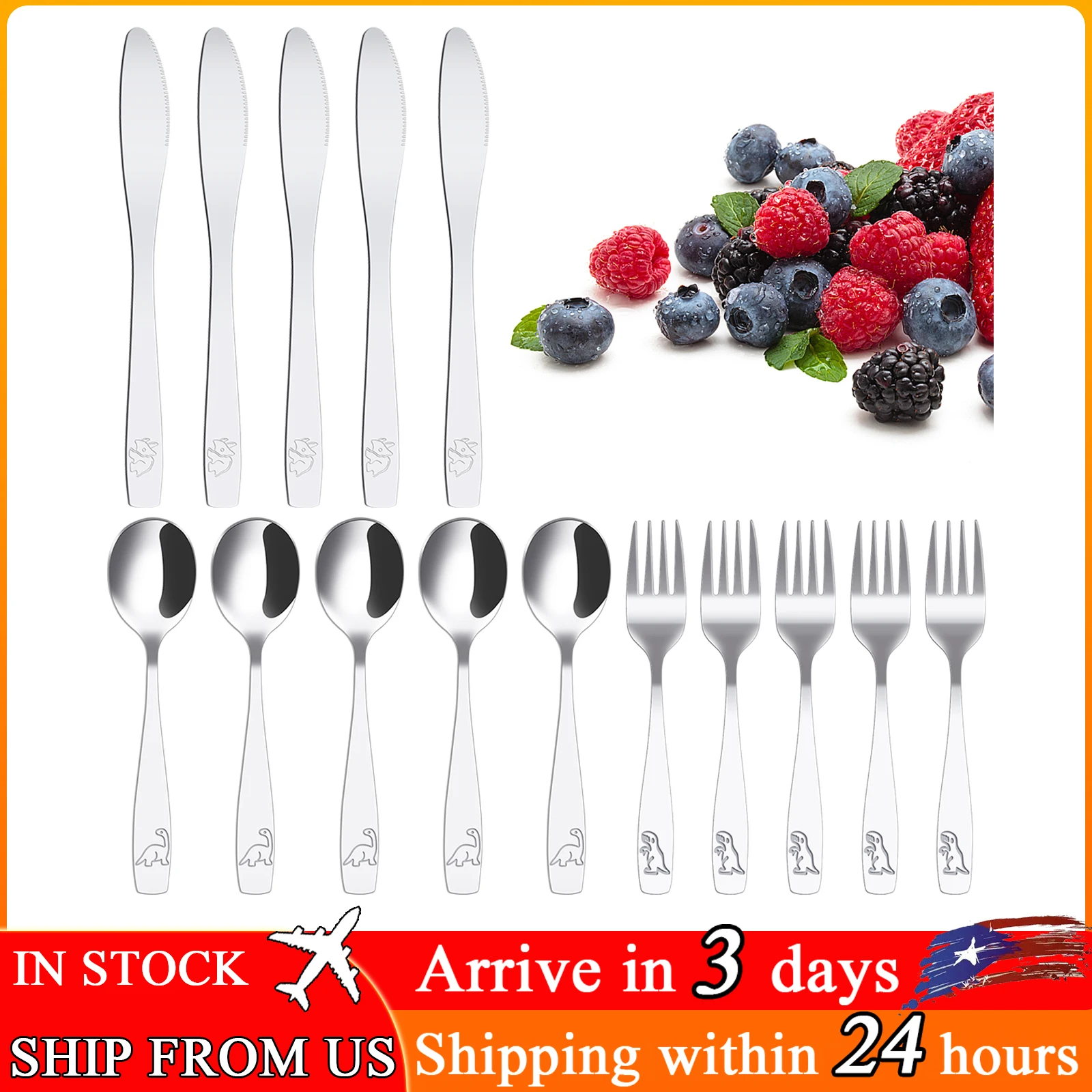 

15Pcs Kids Silverware Set Kids Fork Spoon and Cutter Set Toddler Utensils Funny Dinosaur Kids Flatware Set for Children Toddler