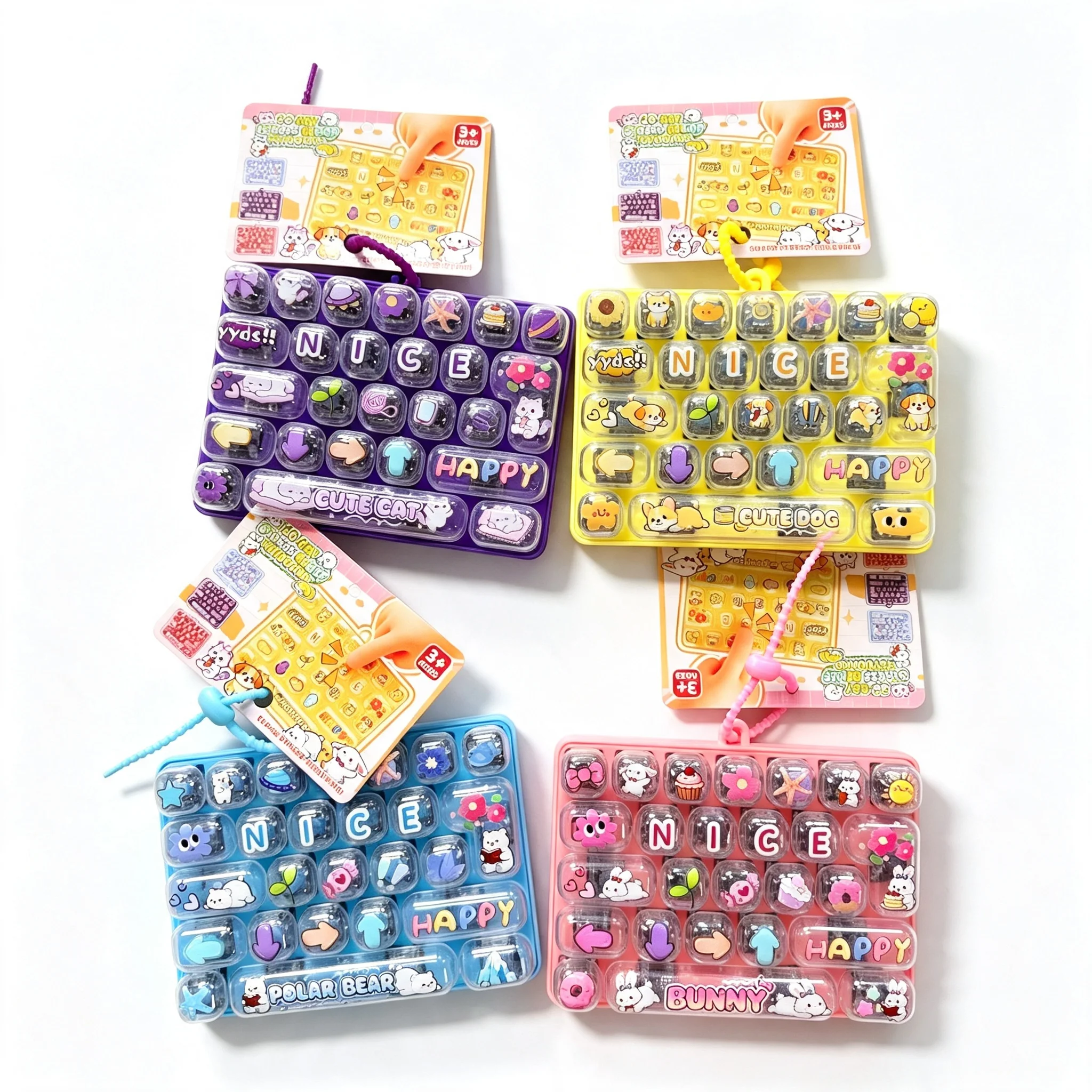26-Key Fidget Button Keychain, Cute Decompression Toy & Bag Hanging Ornament, Fun Stress Relief Pendant