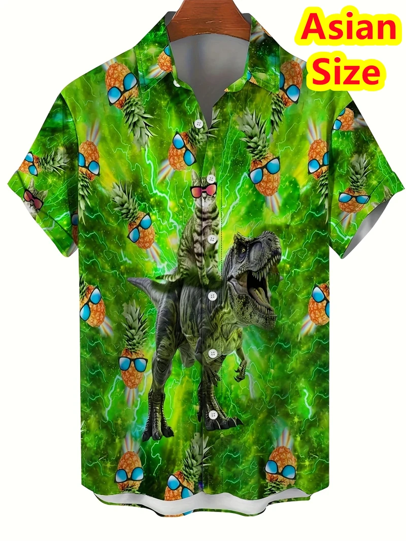 

Summer Men's Funny Animals Shirts Fashion Short Sleeve Unisex Button Down Lapel Shirts 2025 Tops Casual Hawaiian Shirt For Man
