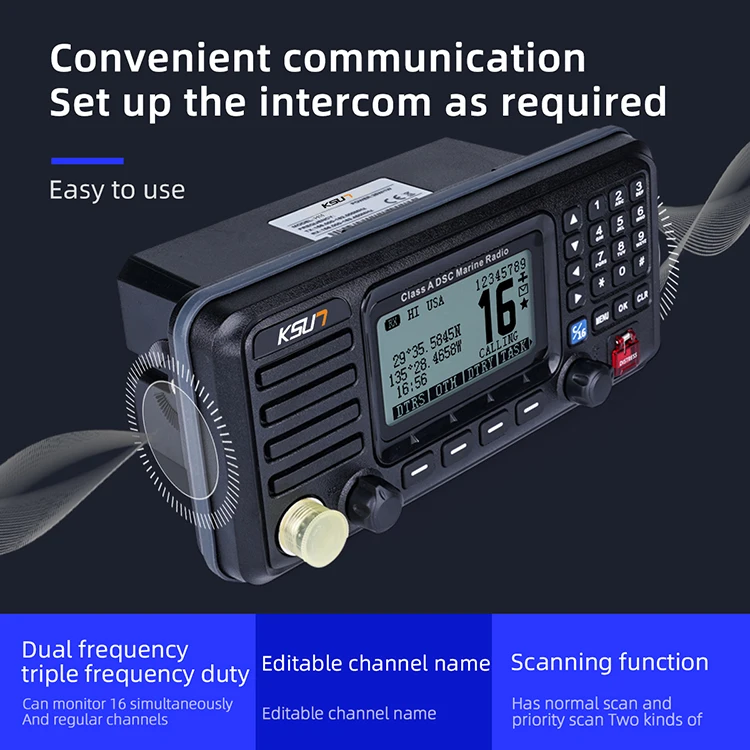 KSUN P510 25 واط DSC راديو بحري IPX7 مقاوم للماء اتجاهين جهاز الإرسال والاستقبال اللاسلكي البحري VHF GNSS نظام تحديد المواقع قارب ثابت راديو بحري