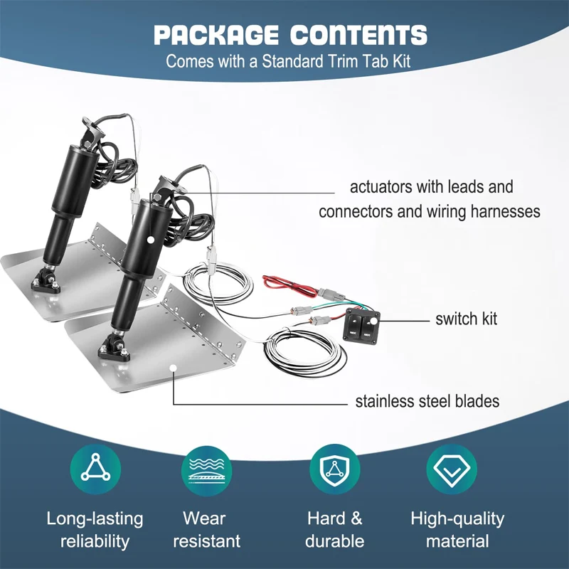 표준 트림 탭 키트-W/더블 로커 스위치, 보트 길이 16 '-25', 15101-104 9 인치 X 12 인치