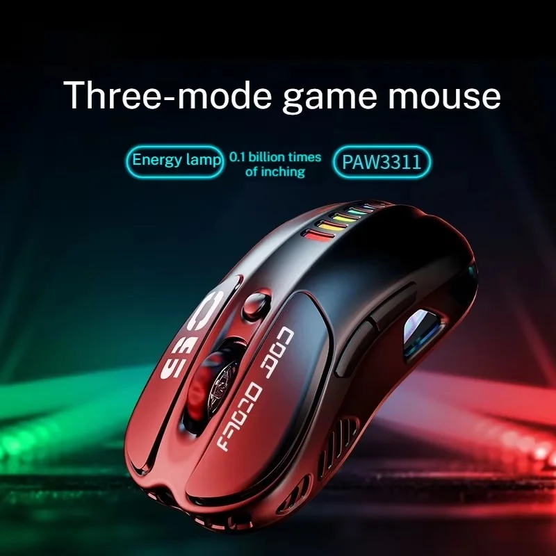 Az57 Mouse Nirkabel Tiga Mode Mouse Gaming 1000Hz 10000Dpi Paw3311 Sensor Rgb Ringan Latensi Rendah Aksesori Game Esports