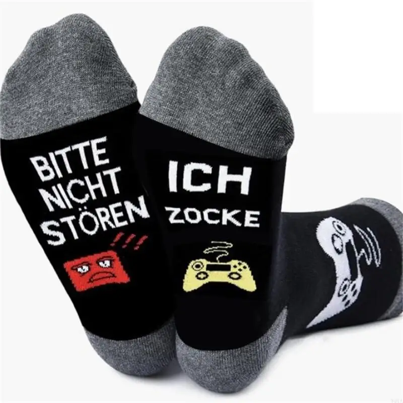 

W0YA Multicoloured Gaming Socks for Men Women with Funny Sayings Letters Print Birthday Christmas Gift for Gamers Size 37-46
