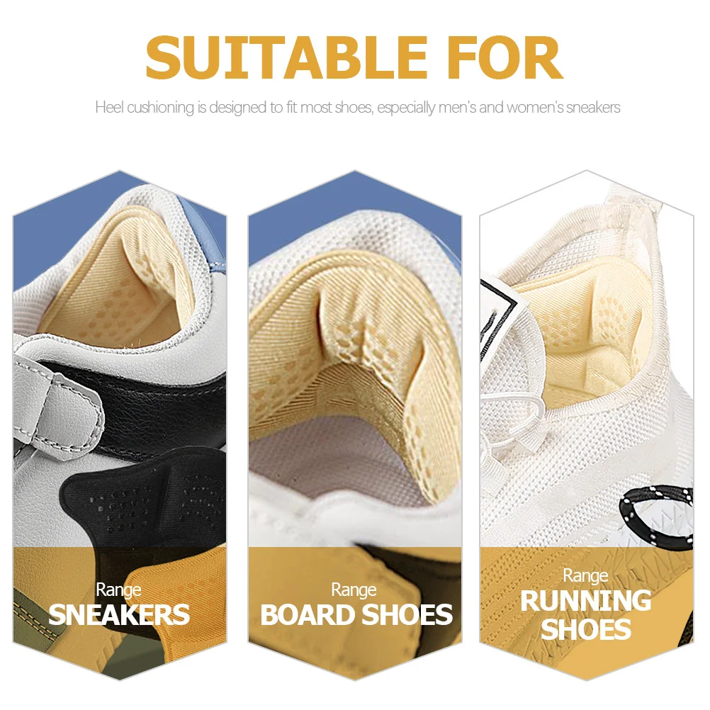 

4Pairs Anti-Slip Heel Pads Comfortable Reusable Shoe Inserts Wear-Resistant Foot Cushions for High Heels Sneakers Boots Sandals