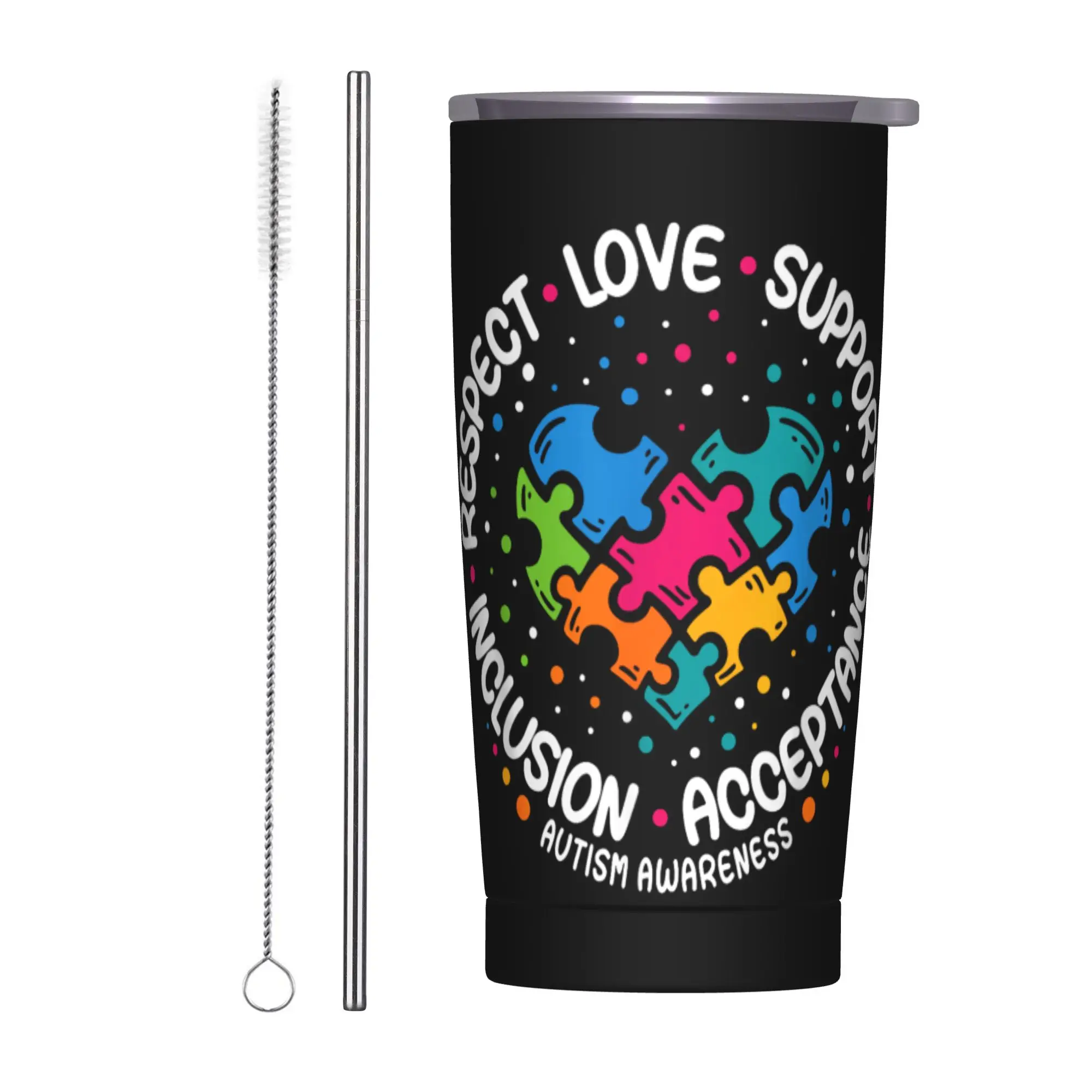Stainless Steel Tumbler Autism Awareness Respect Autism Thermal Cups Heat Preservation Hot Drinks Mugs Cup Travel Water Bottle