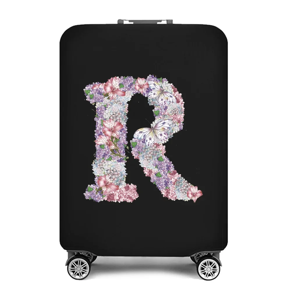 Grosso Elástico Bagagem Capa Protetora Terno, Rose Flower Letter Print Suitcase Covers, Trolley Bag Covers, 18 a 28\