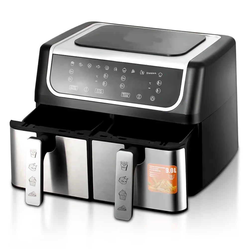 Dual Pot Dual Basket Air Fryer with  Touch Screen US/EU Standard Large 9L Capacity Multi-Functional for Household Use