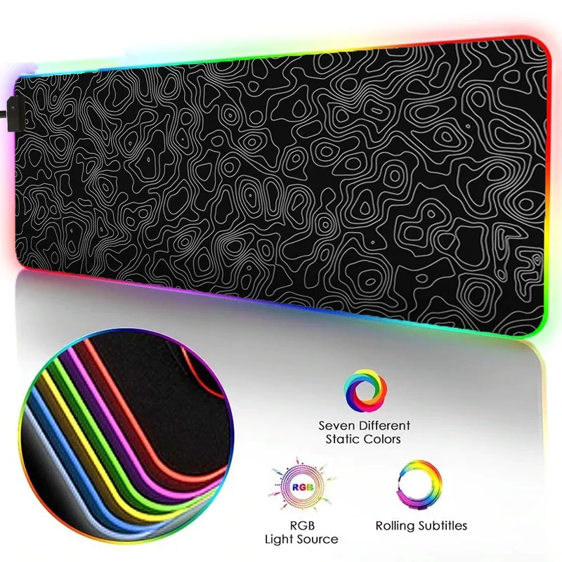 Hot Selling Black Wave Pattern Mousepads Speed Version or RGB Glowing Type Computer Laptop Mice Pad Gaming Accessories