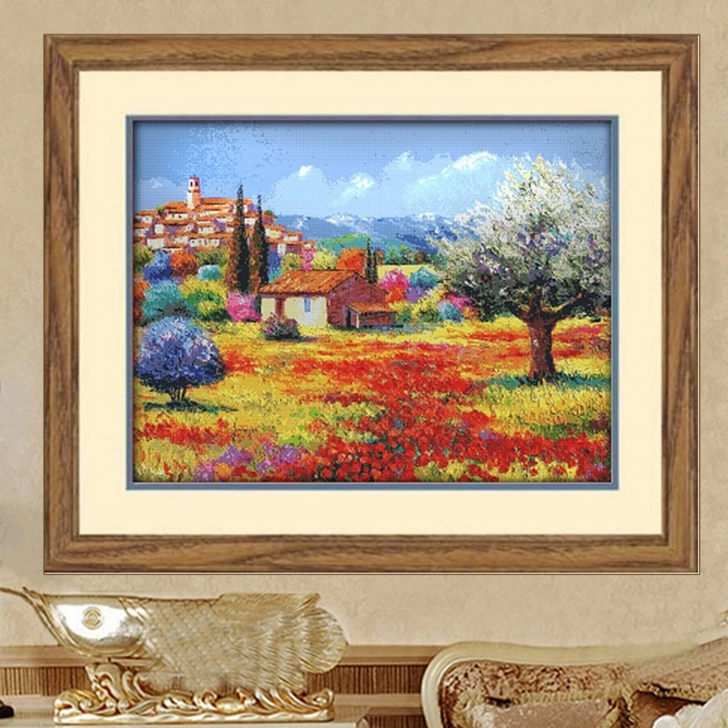 

Countryside Villa Cross Stitch Kit DIY Thread Embroidery Landscape House New 2026 Home Fabric Art American Rural Style