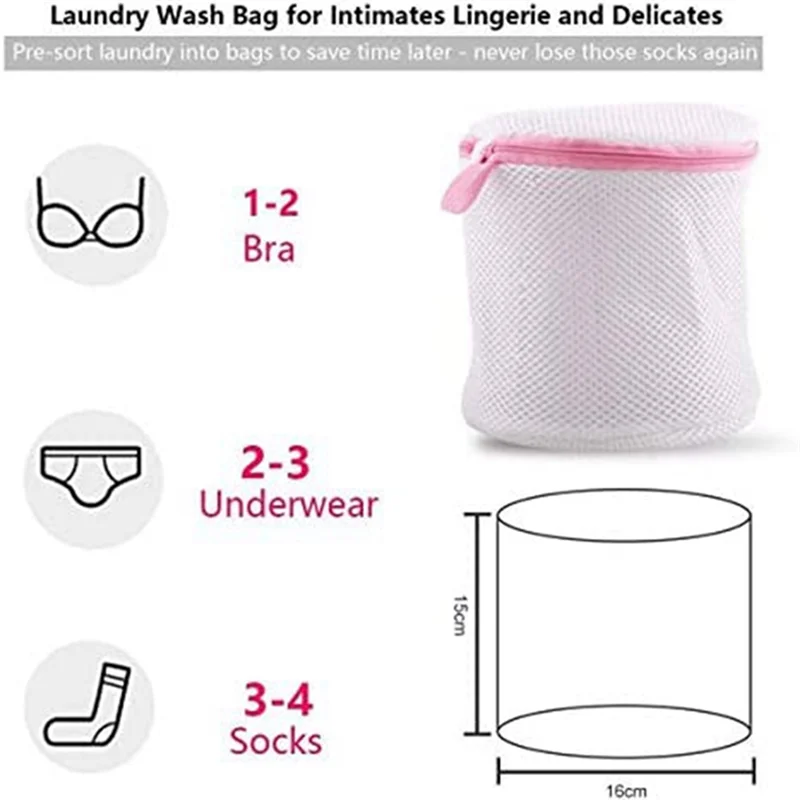HLZS-10PCS BH Wäschesack Wäschesack Wiederverwendbarer Wäschesack aus Mesh-Stoff Set Rosa