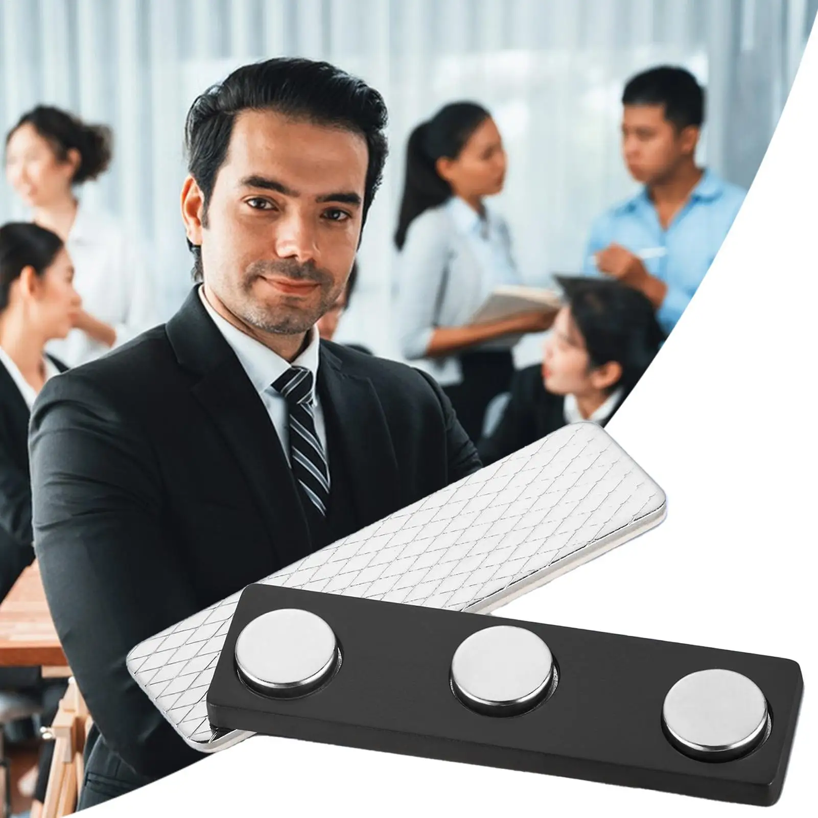 

Strong Magnetic Name Tag Badge Metal Fastener ID Cards Durable Attachment Holder for Clothing Uniform Employee Exhibition