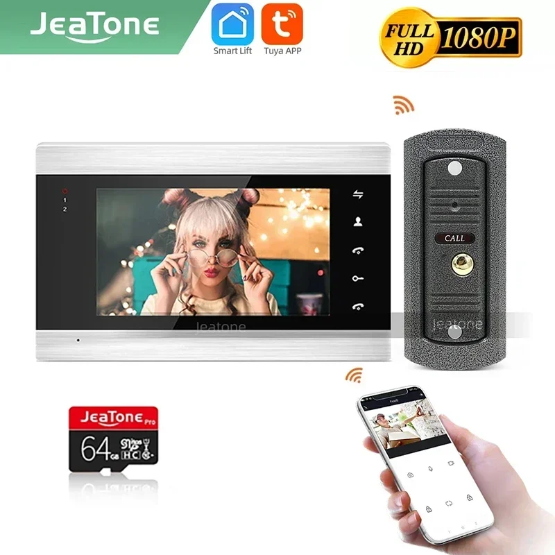 Jeatone Tuya 7Inch Video Intercom Doorbell Door Eye Camera Kits Smart Home Wireless Remote Access Control System For Apartment