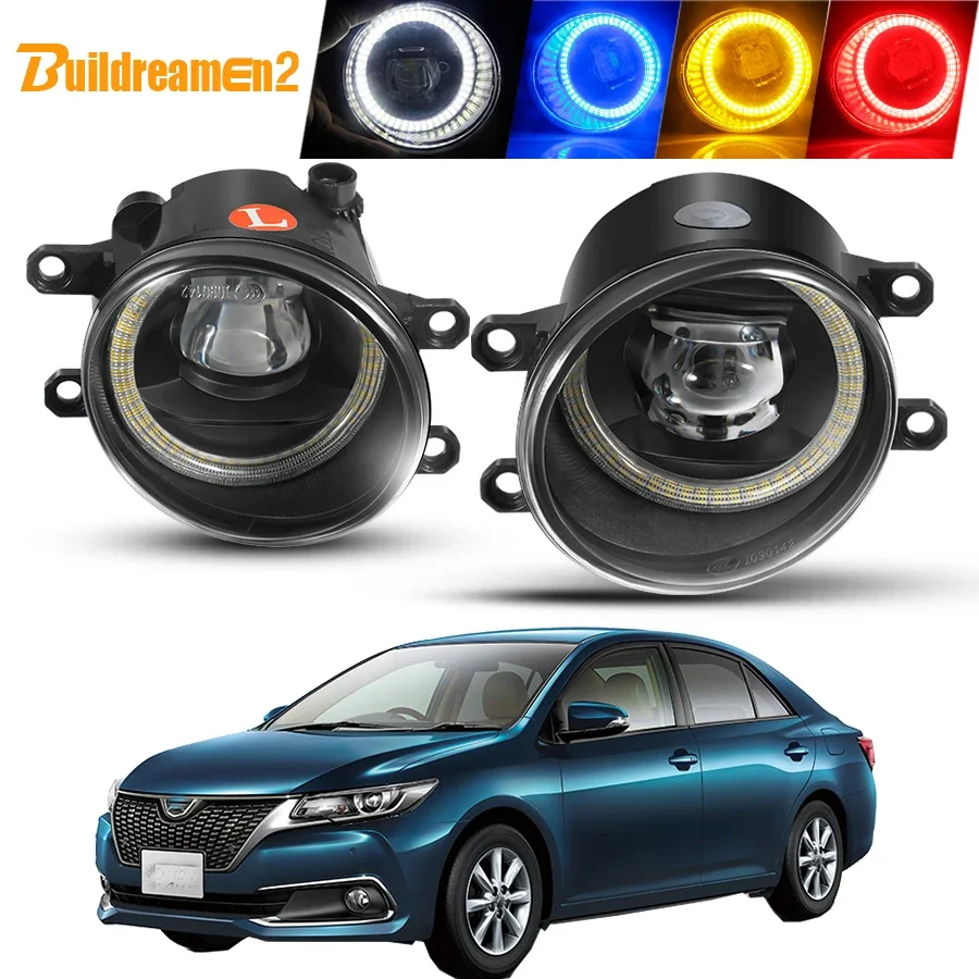 2 X Angel Eye Fog Light Assembly 40W Car Front Bumper LED Lens DRL Fog Daytime Running Lamp 12V For Toyota Allion 2/ii 2007-2010