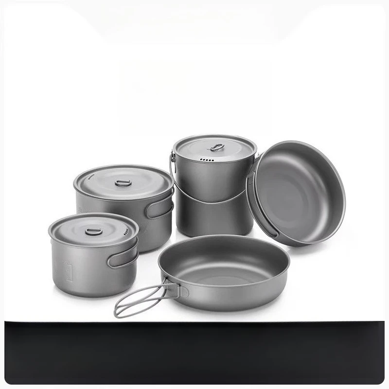 

Lightweight outdoor cookware titanium pan titanium frying pan set camping equipment cookware