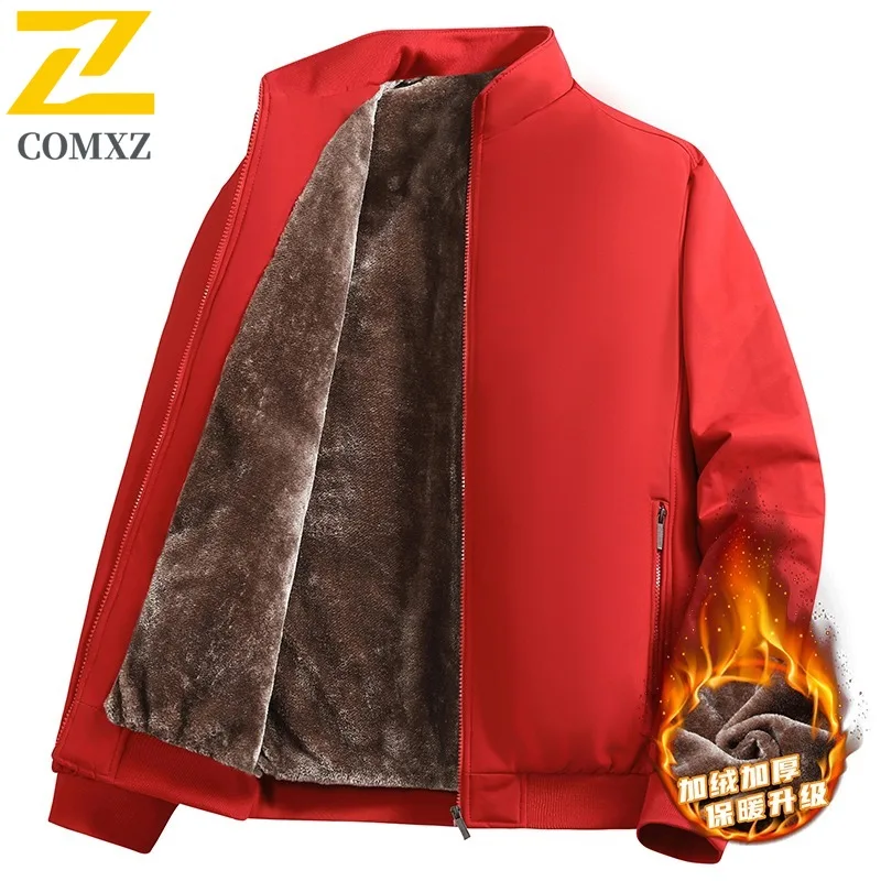 

COMXZ Men Commute Jacket Simple Office Thickened Warm Motorcycle Jacket Daily Style Lightweight Durable Winter New Windbreaker