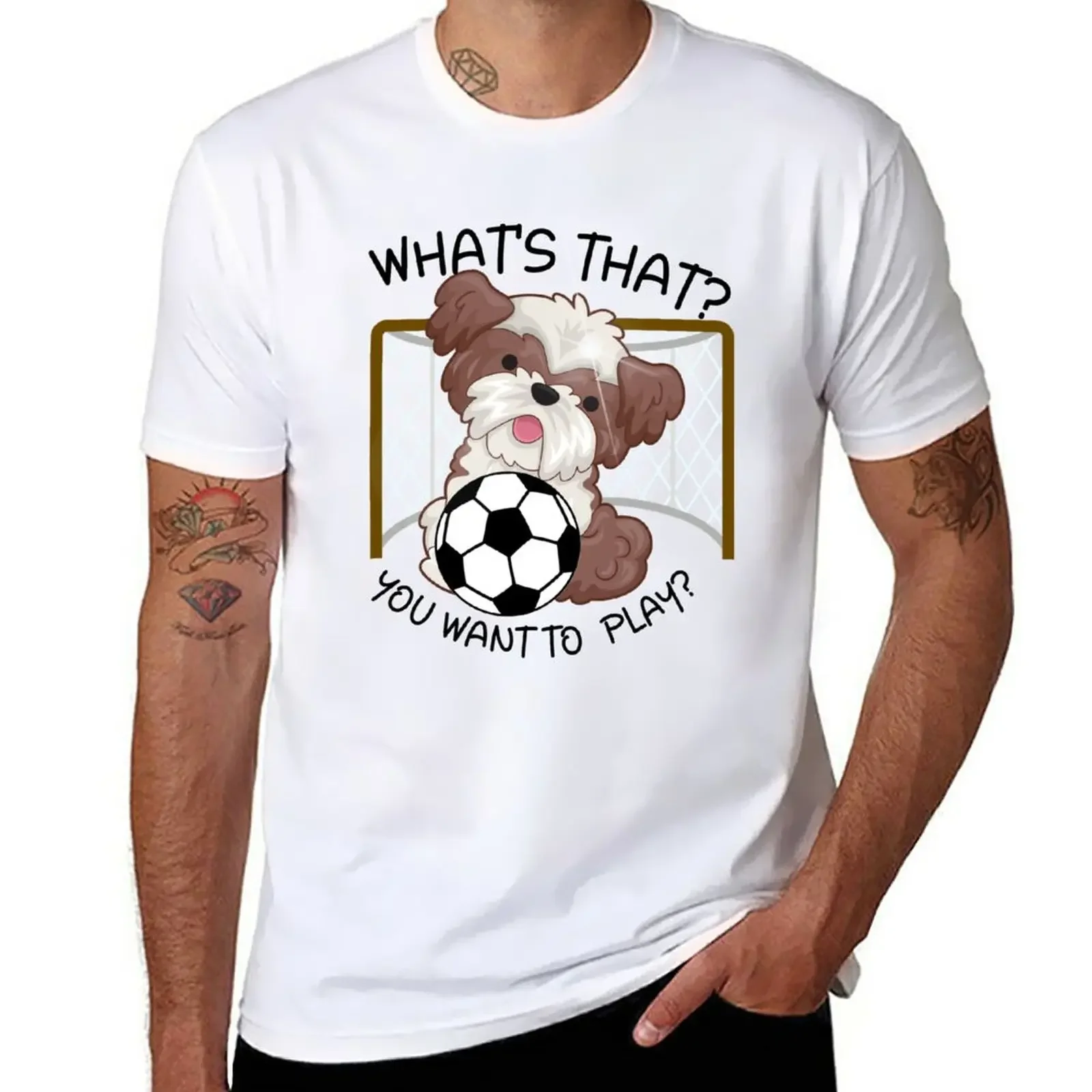 

New What's That You Want To Play Funny Dog T-Shirt custom t shirt blue archive oversized sublime men t shirts high quality