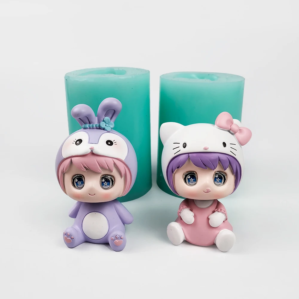 

Cartoon Silicone Moulds for Decoration, 3D, Rabbit, Cat, Doll, Silicone, Wedding, Candle, Clay, Resin, DIY Gift, Creative, PRZY