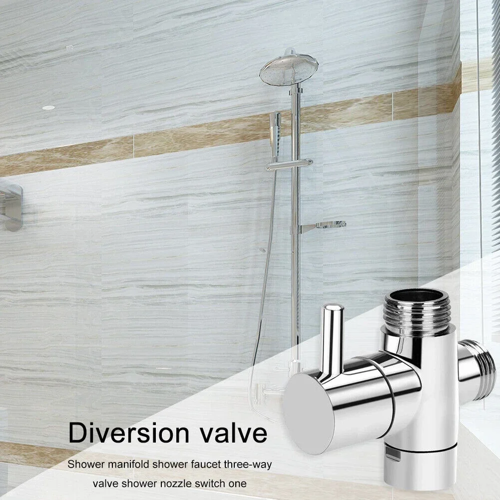 G1/2 Shower Diverter Valve Three-Way ABS Shower Arm Adapter Faucet Switch Valve Inlet Pipe Fittings Faucet Bathroom Tool