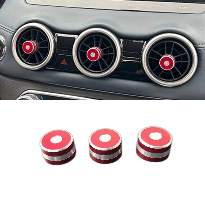 3PCS Aluminum Alloy For 2024 2025 Nissan Qashqai J12 Central Air-conditioning Outlet Switch Button Decoration Cover