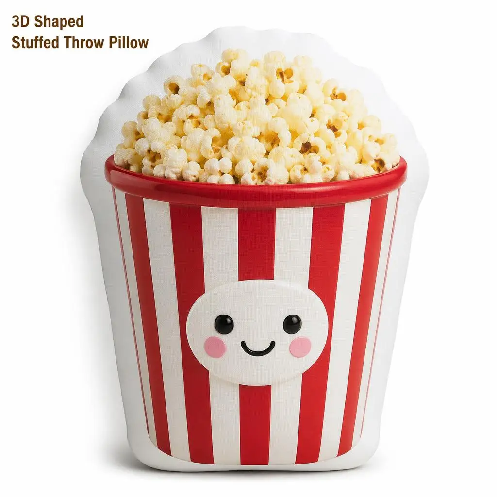 Popcorn Shaped Plush Pillow Cushion Funny Stuffed Throw Pillow Home Decor Gift Sofa Bed Movie Theater