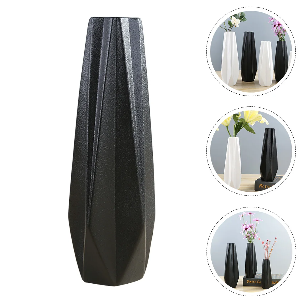 

1Pcs Minimalist Flower Vase Black Ceramic Vase for Tulips Roses Branches Home Office Decor Photo Prop House Ornament