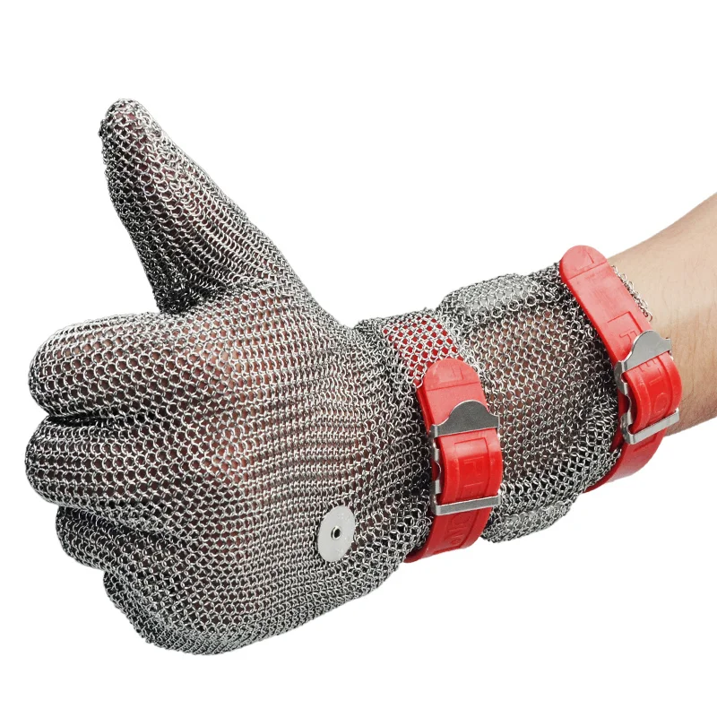 XYEHS RTCMG03 28cm Extended Cuff Level 5 316 Stainless Steel Cut Resistant Glove Food Grade Full-Finger Anti-Cut Chain Glove