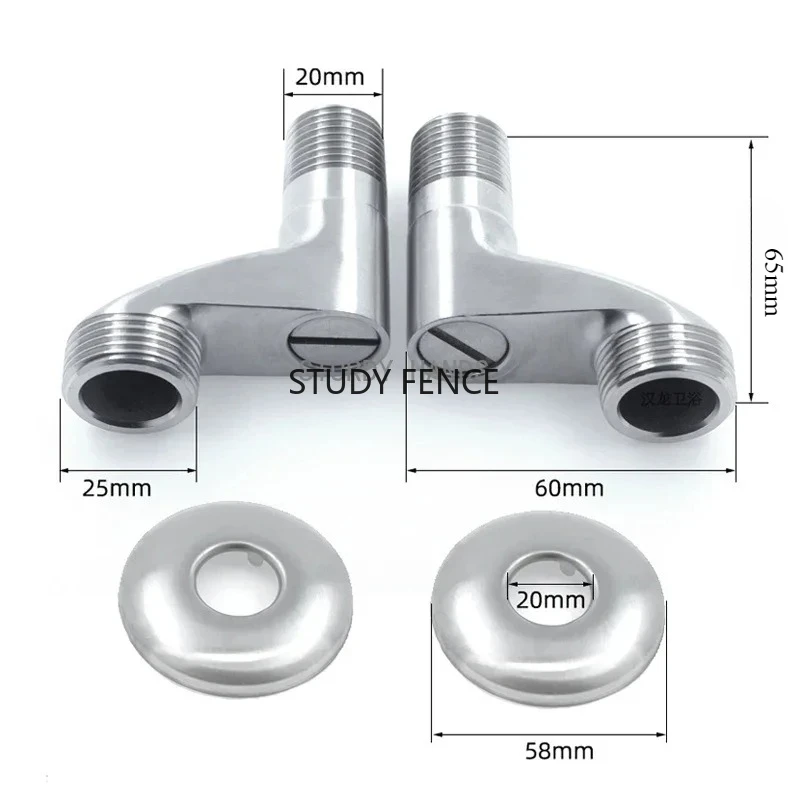 สแตนเลสสตีลปรับมุมวาล์วก๊อกน้ําอะแดปเตอร์ติดผนังห้องน้ําฮาร์ดแวร์อุปกรณ์เสริม 2 ชิ้น/เซ็ต