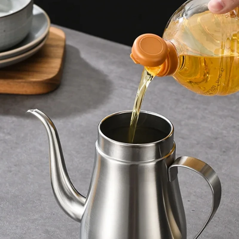 304 Stainless Steel Oil Pot Kitchen Jars Tool Spice Organizer Tool Home 48 Oz Oil Bottle Kitchen Accessories-A27R