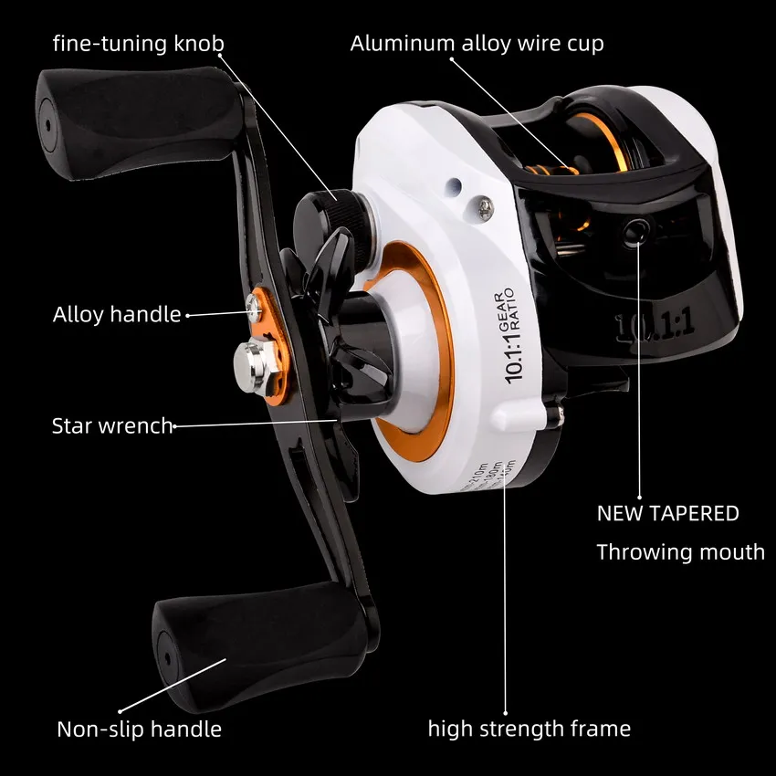 18+1BB Fishing Reel Strong Drag Power 10kg 10.1:1 Gear Ratio White Right/Left Handed Reels Carp Fishing Wheels Fishing Tracking