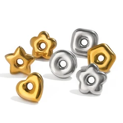 10pcs Stainless Steel 4mm Big Hole Heart Charms Star Pendants for DIY Women Hoop Earrings Making Necklace Bracelets Supplies