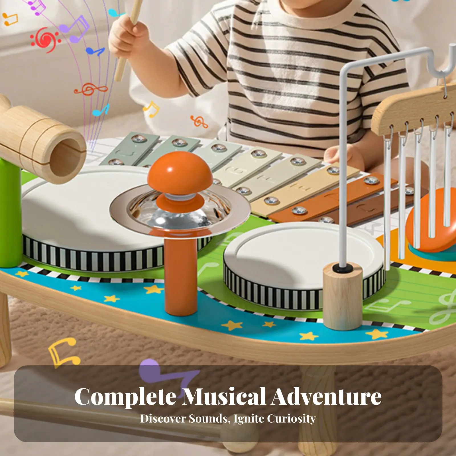 

Kids Drum and Xylophone Toy Educational Young Child Drum Set Young Child Percussion Set Perceptual Stimulation Complete