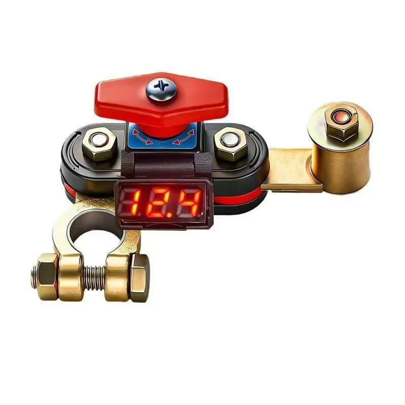 

Car Battery Switch Copper With 12V-24V Systems 360° Rotation Power Cut-off Switch With Voltage Display Multi-Compatible