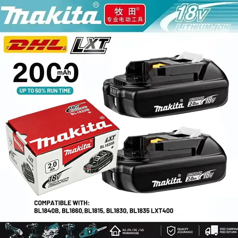 

1-Pack Original Makita 18V 2.0Ah Lithium-Ion Battery BL1820B - Fast Charge 45min LED Indicator for makita 18v Electric tools