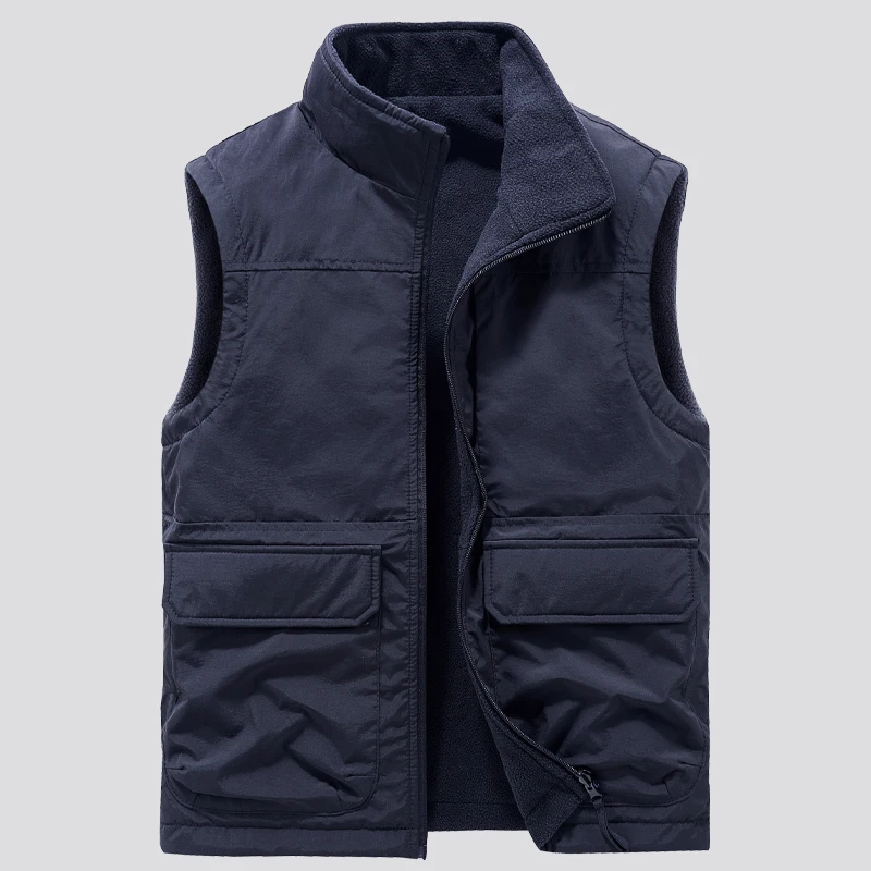 Wendbare Ärmellose Jacke Herrenweste Wintermantel Dicke Warme Fleece-Arbeitskleidung Oberteil Cargo-Weste Windbreaker Neue Mode – Detail 15