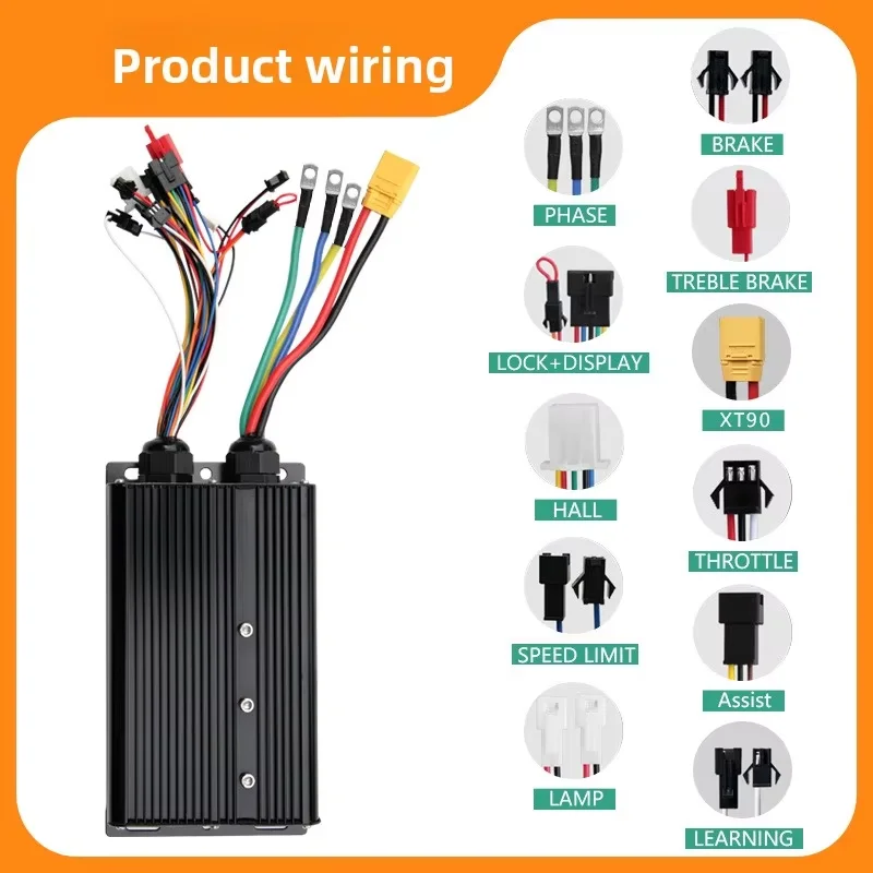 Ebike Sine Wave Controller 48V 72V 80A 72V 5000W Motor Square Wave Lithium Battery Electric Escooter Controller
