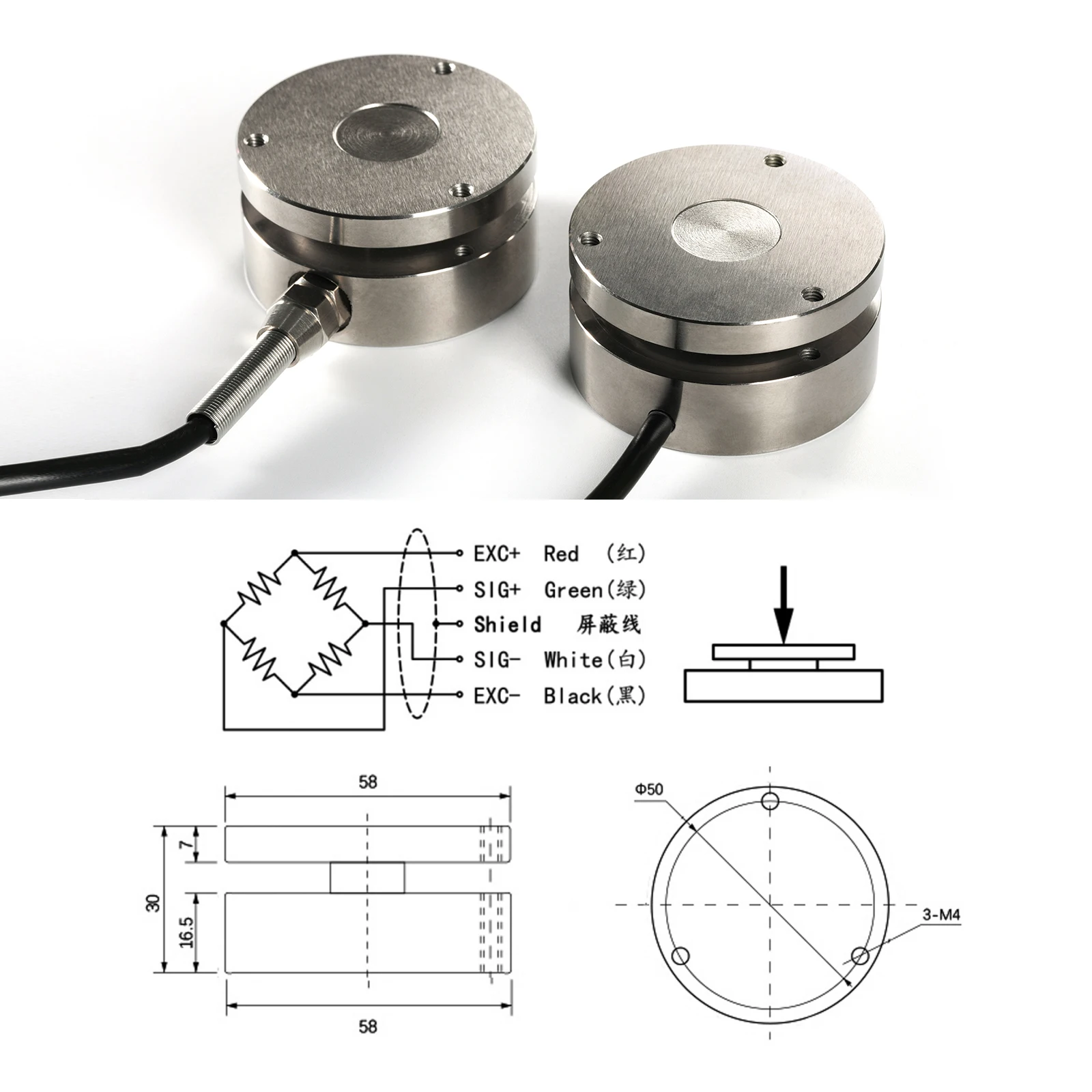 Imagem -04 - Load Cell Sensor e Indicador Display Test Compression Force Peso Pressure For Scale