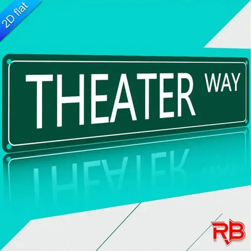 [2D FLAT] 1pc Metal Sign, 4×16inch Theater Way Street Sign Art Decor for Home Theater Room