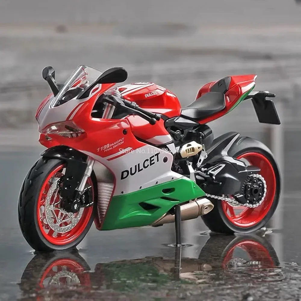 1/12 Scale Ducati 1199 Motorcycle Model Toy Alloy Diecast Sound Light Racing Street Motorbike Cars Toys for Children Collection