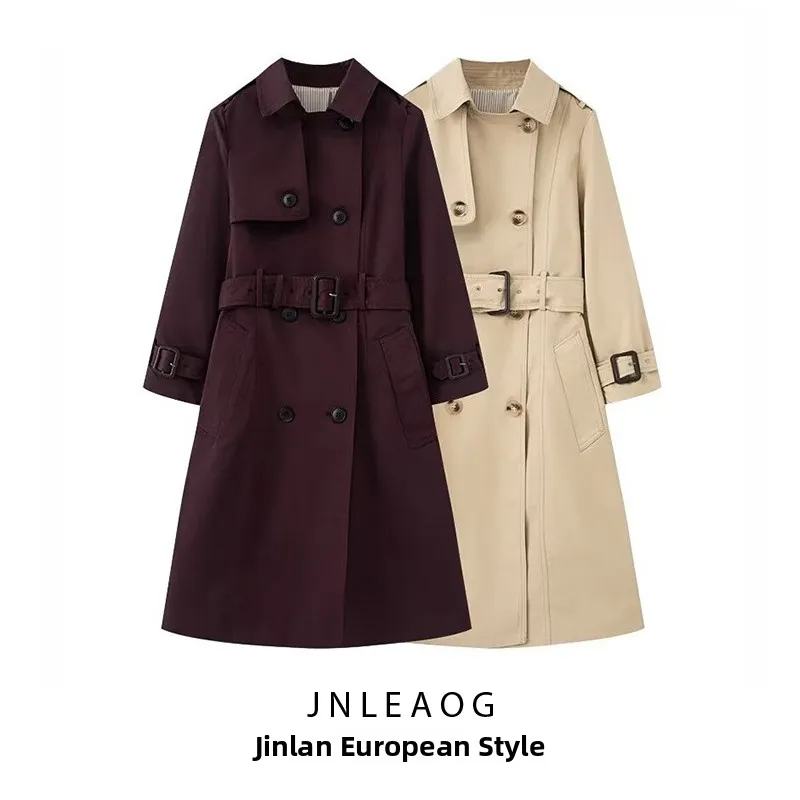 JNLEAOG Classic Sle Women's Faion Design Cotton Blend Spring New Arrival Multi-Color Choices Windbreaker A-Line Dr